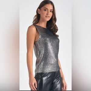 Elan Silver Sleeveless Top